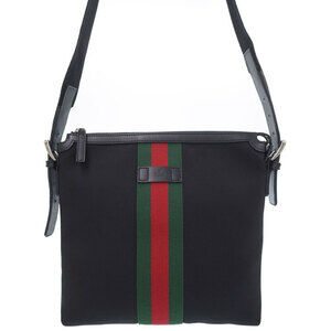 GUCCI Web Band Messenger Bag Shoulder Bag Black